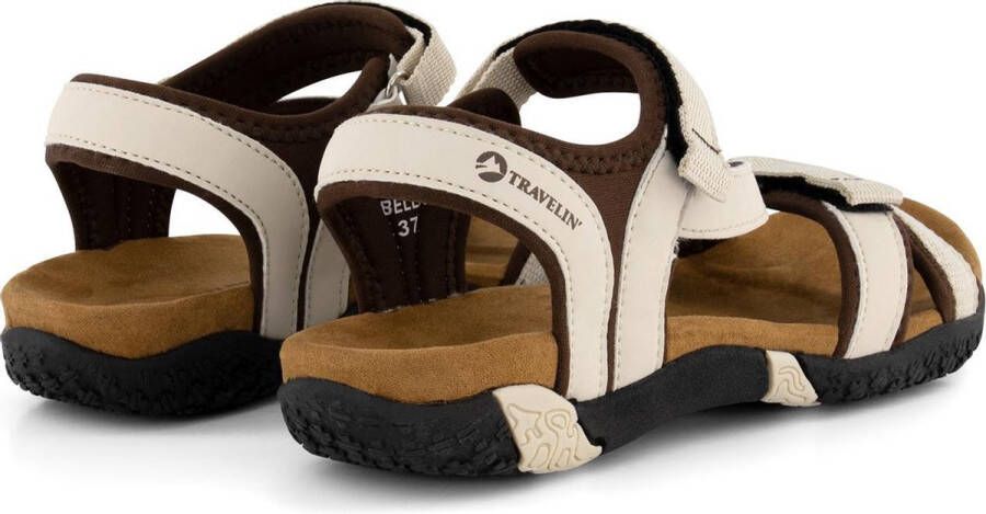 Travelin ' Helsem PU leren Dames sandaal Wandelsandalen met profielzool Wit leer