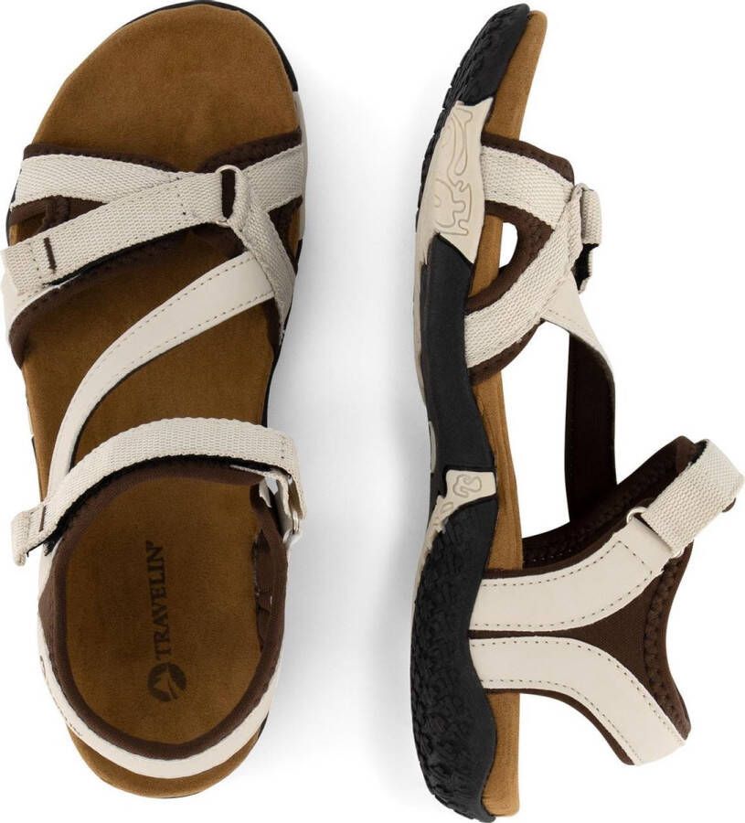 Travelin ' Helsem PU leren Dames sandaal Wandelsandalen met profielzool Wit leer