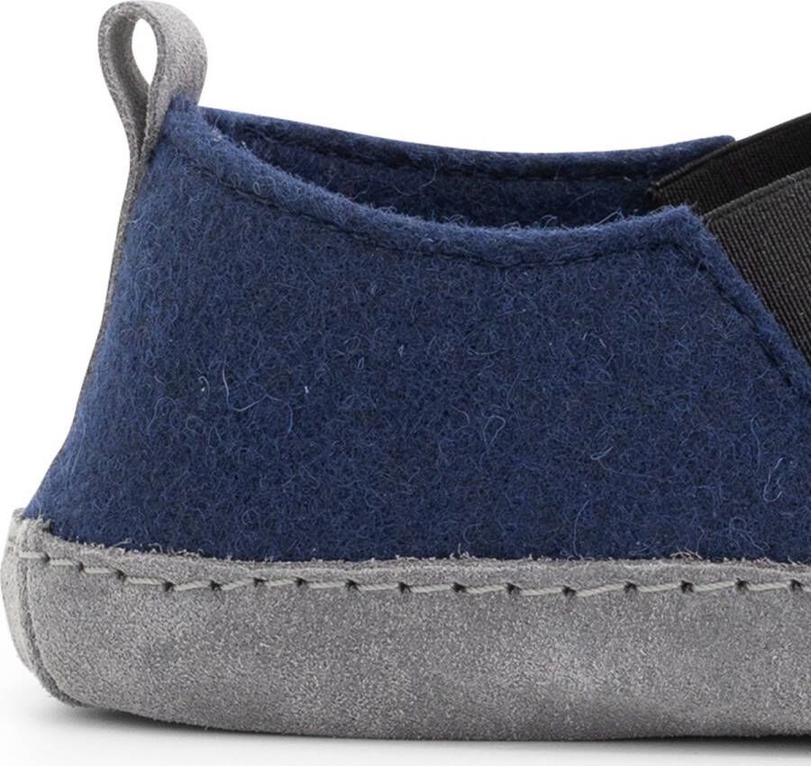 Travelin ' In-Home Dames Sloffen Wollen Pantoffels Instappers met suède zool Navy Blauw