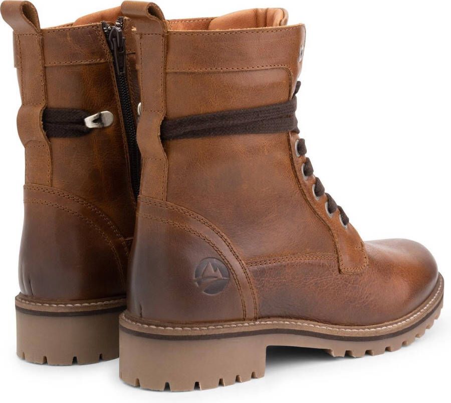 Travelin ' Kvinlog Dames Leren Veterschoenen Wol gevoerde boots Cognac leer