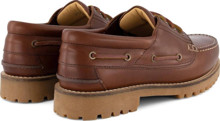 Travelin ' Plymouth Heren Leren Moccasins met veter Boot schoen Bruin Leer