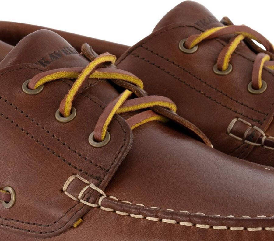 Travelin ' Plymouth Heren Leren Moccasins met veter Boot schoen Bruin Leer