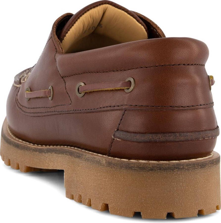 Travelin ' Plymouth Heren Leren Moccasins met veter Boot schoen Bruin Leer