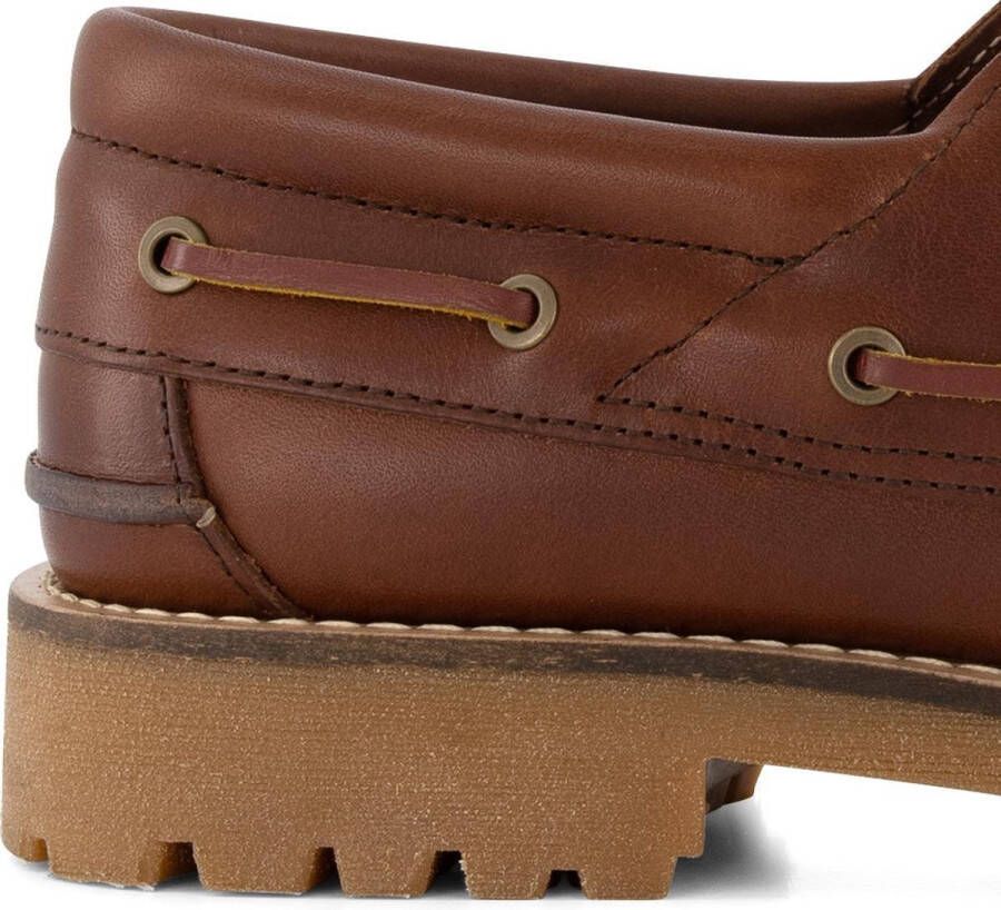 Travelin ' Plymouth Heren Leren Moccasins met veter Boot schoen Bruin Leer