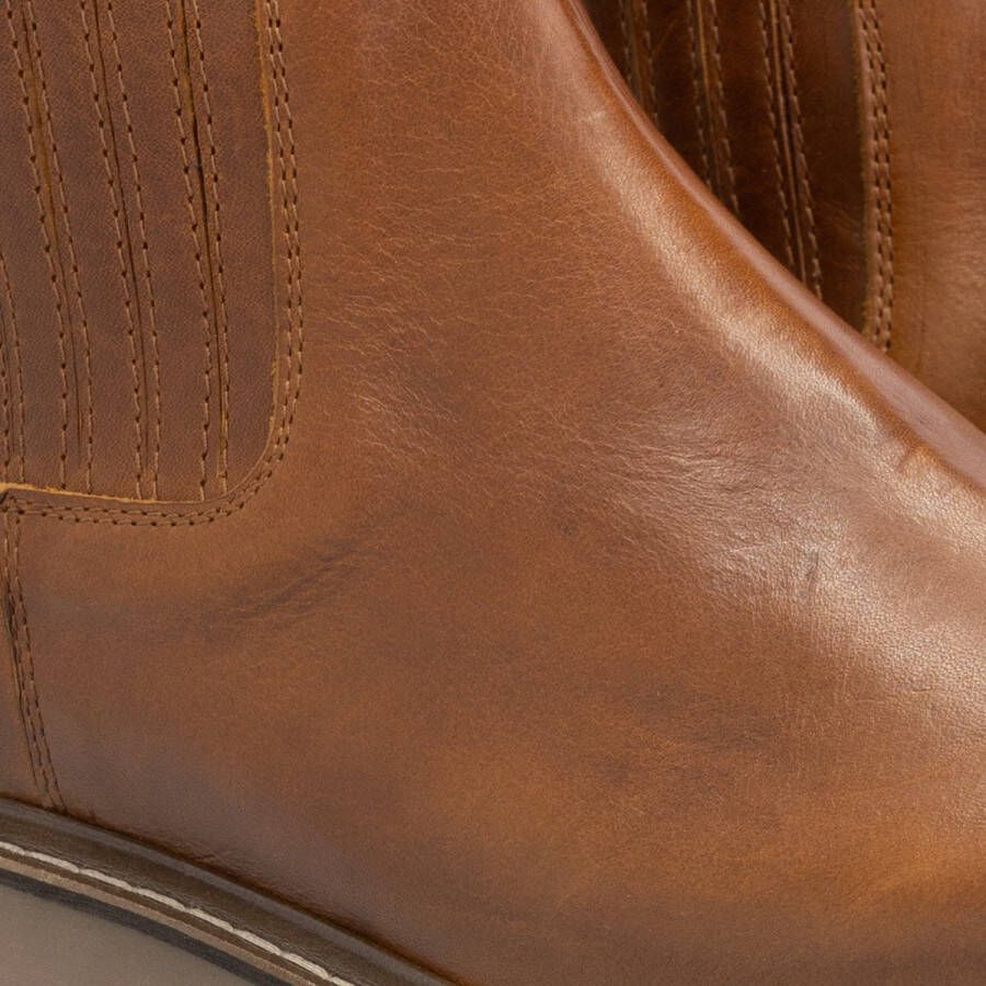 Travelin ' Ruca Heren Leren Enkellaarzen Stoere Chelseaboots Cognac Bruin Leer