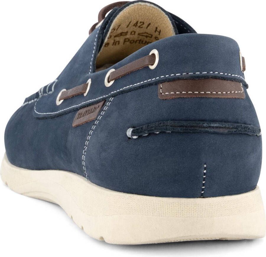 Travelin Seaport Heren Instappers Leren Moccasins met veter Blauw