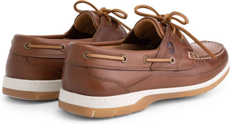 Travelin ' Seaton Heren Leren Moccasins met veter Bootschoenen Instappers Cognac Bruin Leer