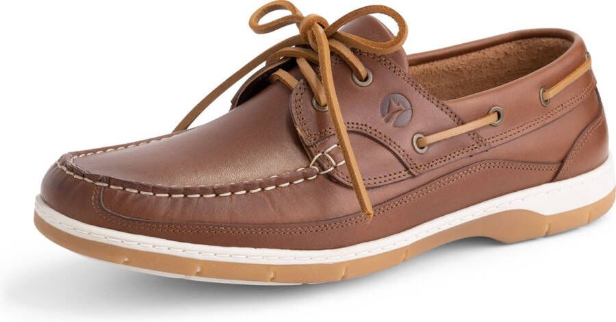 Travelin ' Seaton Heren Leren Moccasins met veter Bootschoenen Instappers Cognac Bruin Leer