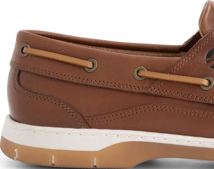 Travelin ' Seaton Heren Leren Moccasins met veter Bootschoenen Instappers Cognac Bruin Leer