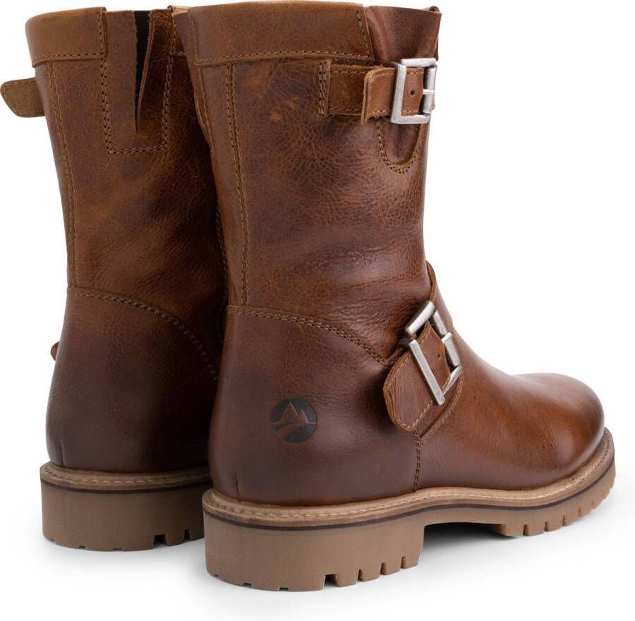 Travelin ' Silkeborg Leren Heren laarzen Wol gevoerde biker boots Cognac Leer