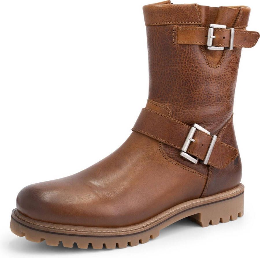 Travelin ' Silkeborg Leren Heren laarzen Wol gevoerde biker boots Cognac Leer