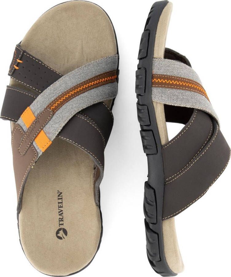 Travelin Solsvik Slipper Leren Outdoor- Sport- en Wandelsandalen met Profielzool Bruin