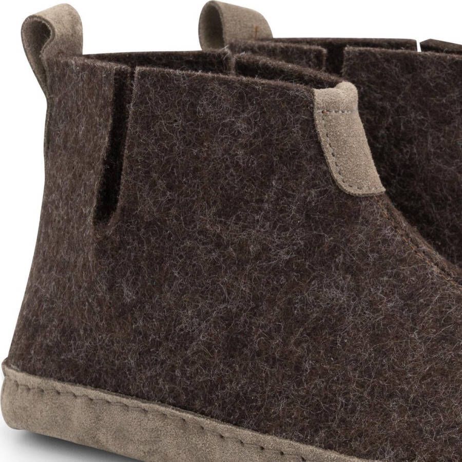 Travelin ' Stay-Home Dames hoge sloffen Wollen pantoffels Suede zool Bruin