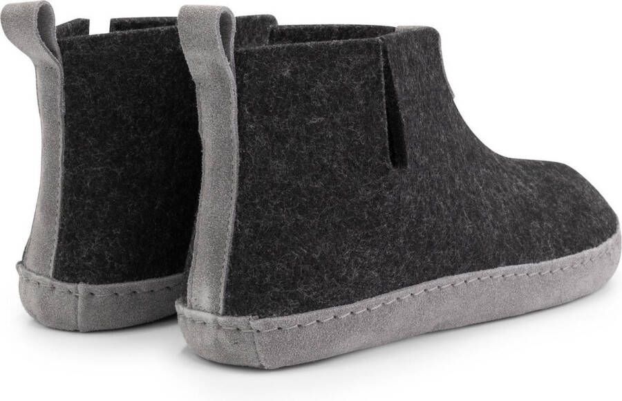 Travelin ' Stay-Home Dames hoge sloffen Wollen pantoffels Suede zool Grijs