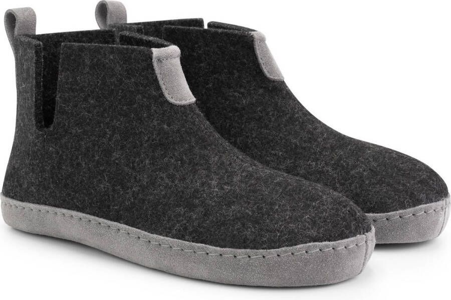 Travelin ' Stay-Home Dames hoge sloffen Wollen pantoffels Suede zool Grijs