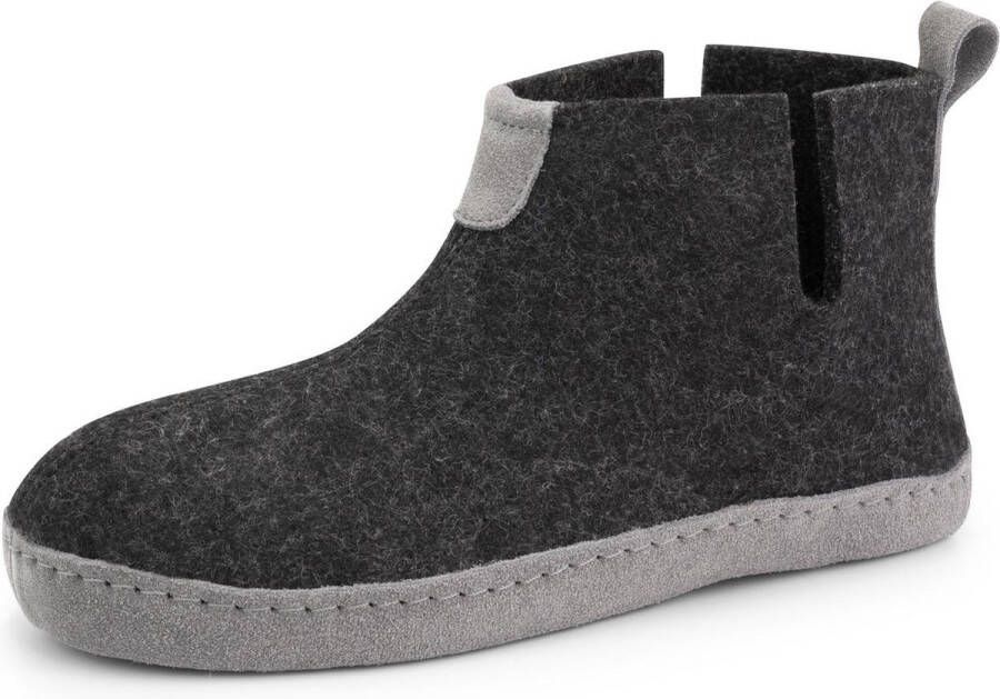 Travelin ' Stay-Home Dames hoge sloffen Wollen pantoffels Suede zool Grijs