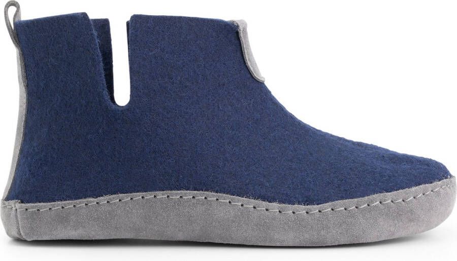 Travelin ' Stay-Home Dames Sloffen Wollen Pantoffels suède zool Marine Blauw