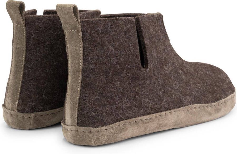 Travelin ' Stay-Home Heren hoge sloffen Wollen pantoffels Suede zool Bruin