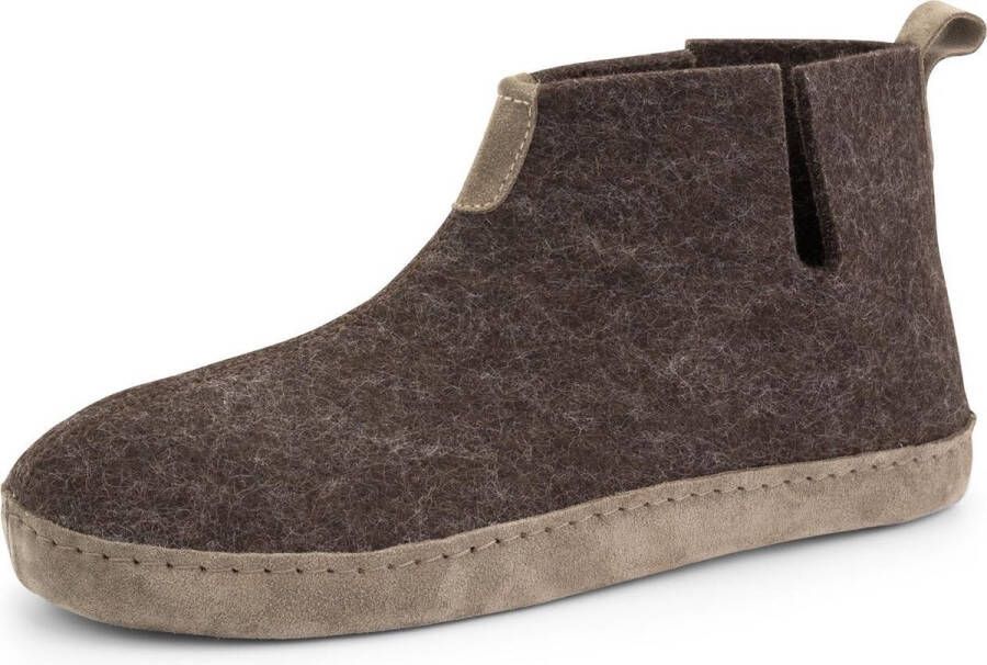 Travelin ' Stay-Home Heren hoge sloffen Wollen pantoffels Suede zool Bruin