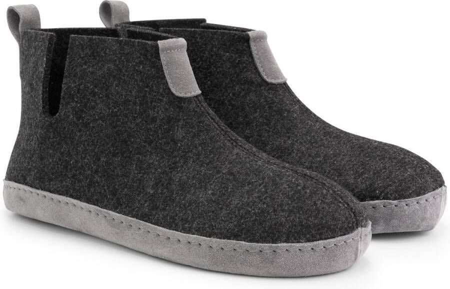 Travelin ' Stay-Home Heren hoge sloffen Wollen pantoffels Suede zool Grijs