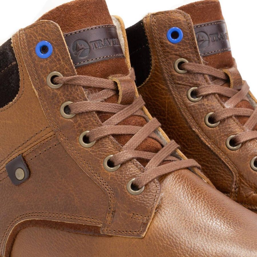 Travelin ' Sund Herenschoenen Halfhoge leren veterboots Sneakers Cognac Leer