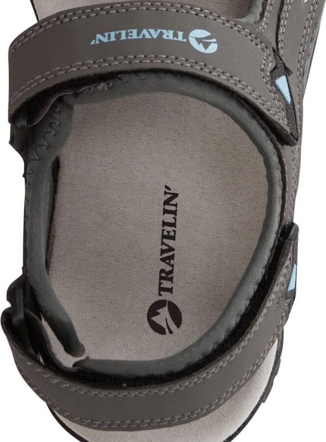 Travelin Volda Heren Leren Outdoor- Sport- en Wandelsandalen met Profielzool Grijs