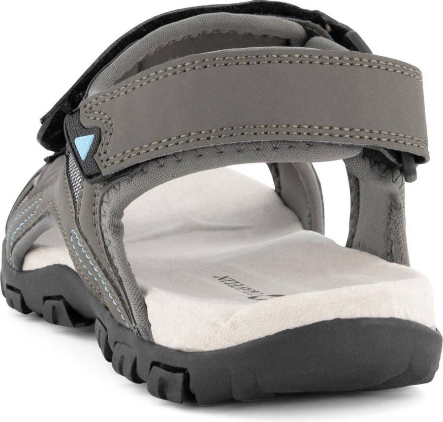 Travelin Volda Heren Leren Outdoor- Sport- en Wandelsandalen met Profielzool Grijs