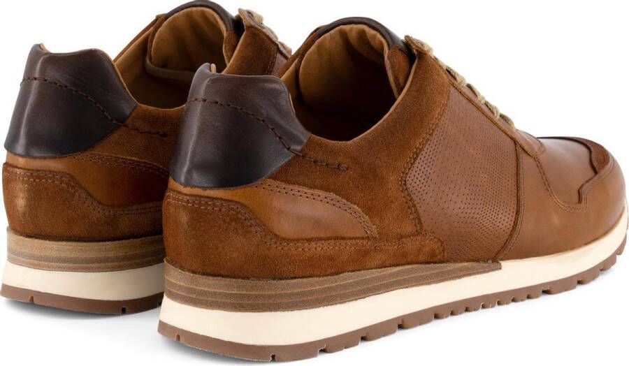 Travelin ' Worcester Casual leren herensneakers Veterschoen Cognac Bruin Leer