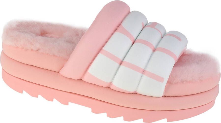 UGG W Maxi Slide Logo Pantoffels Sloffen Dames Roze