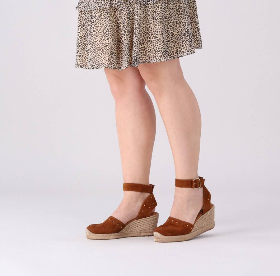 Unisa Cliver Espadrilles Met Sleehak Dames Cognac