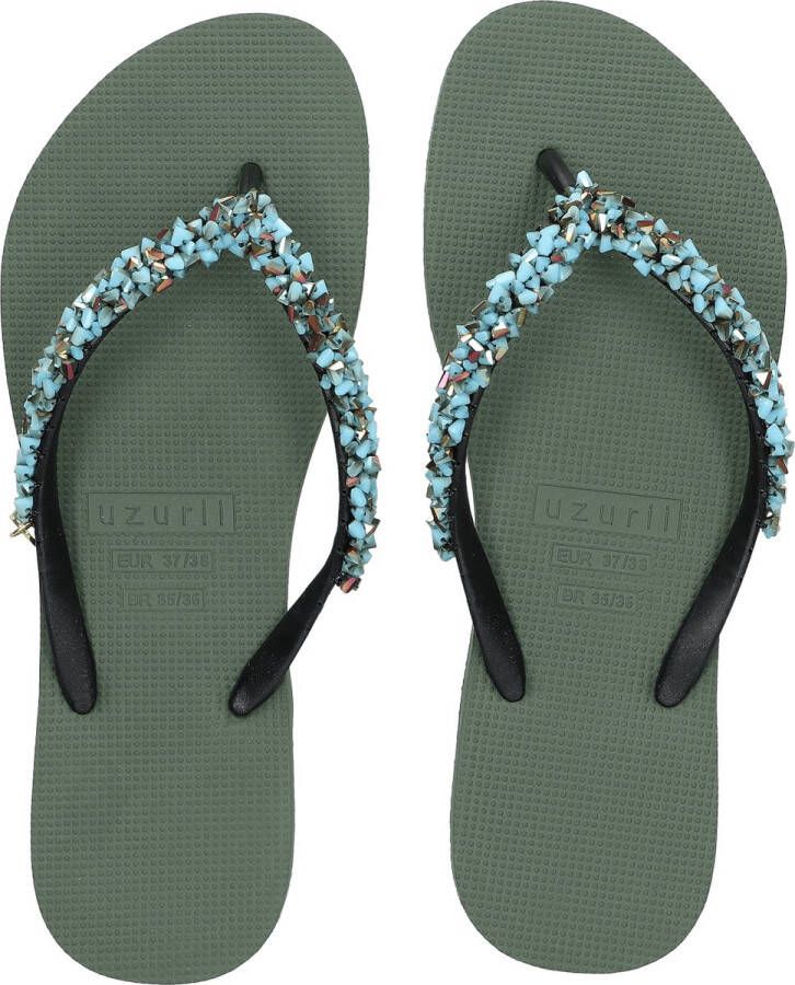 Uzurii Classic Aby Baby Blue Dames Slippers Army Green Groen Kunststof