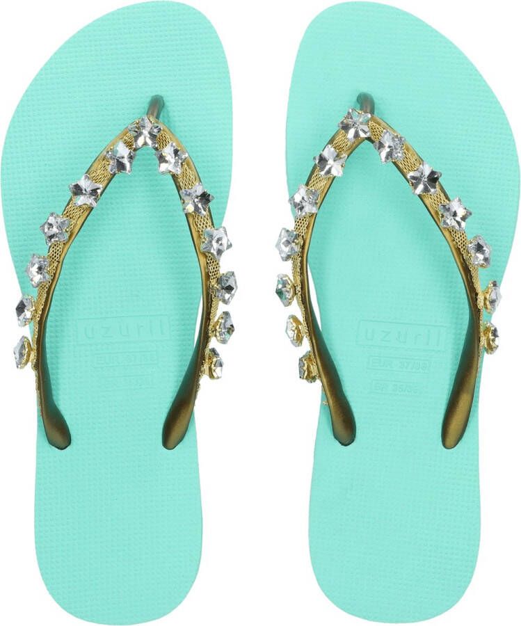 Uzurii Little Crystal Star Dames Slippers Mint Green Aqua Kunststof