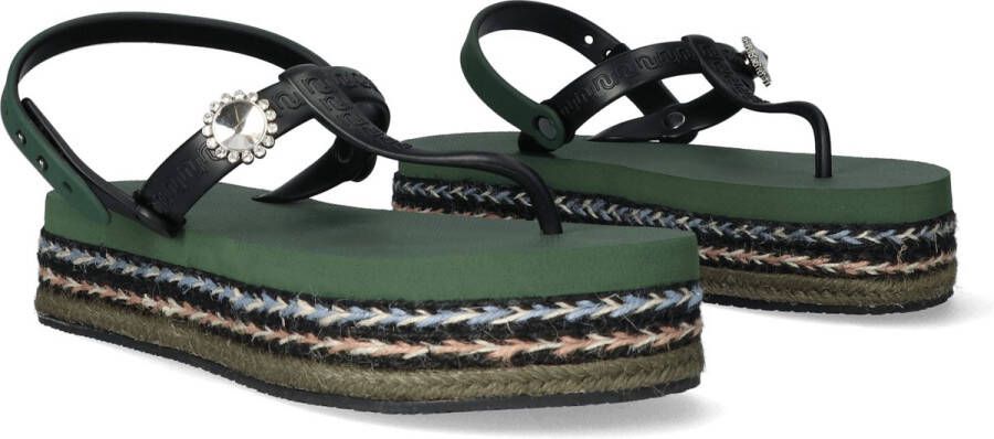 Uzurii Raffia Deleuxe Dames Sandalen Army Green Groen Kunststof