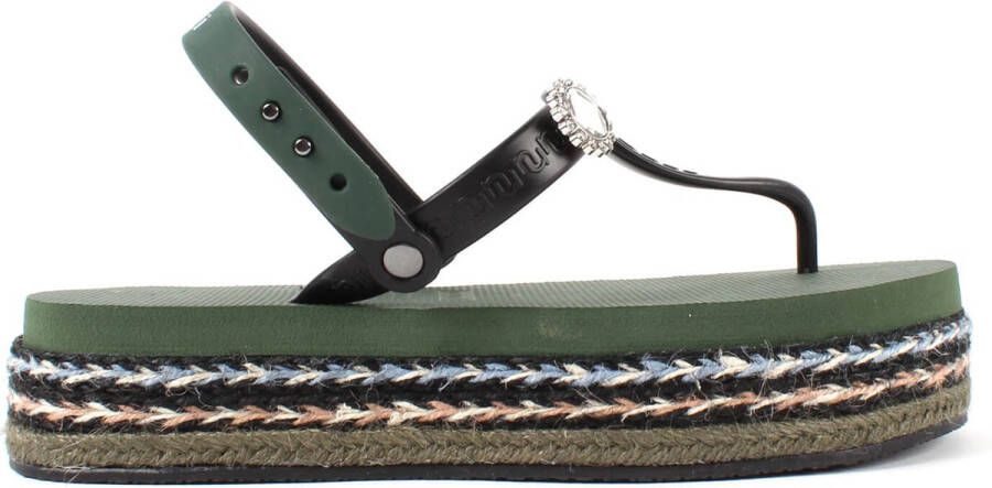 Uzurii Raffia Deleuxe Dames Sandalen Army Green Groen Kunststof