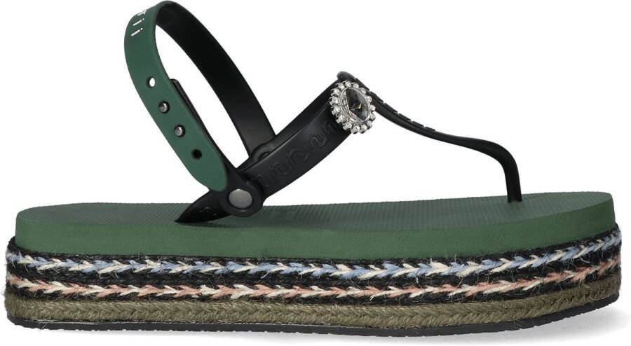 Uzurii Raffia Deleuxe Dames Sandalen Army Green Groen Kunststof