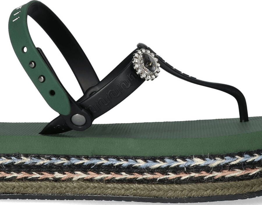 Uzurii Raffia Deleuxe Dames Sandalen Army Green Groen Kunststof