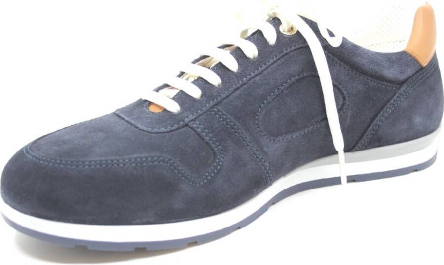 Van Lier 2219714 660 Blauw suède sneaker wijdte G