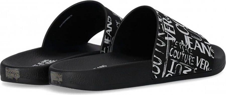 Versace Jeans Couture Zwarte rubberen sliders voor heren Black Heren