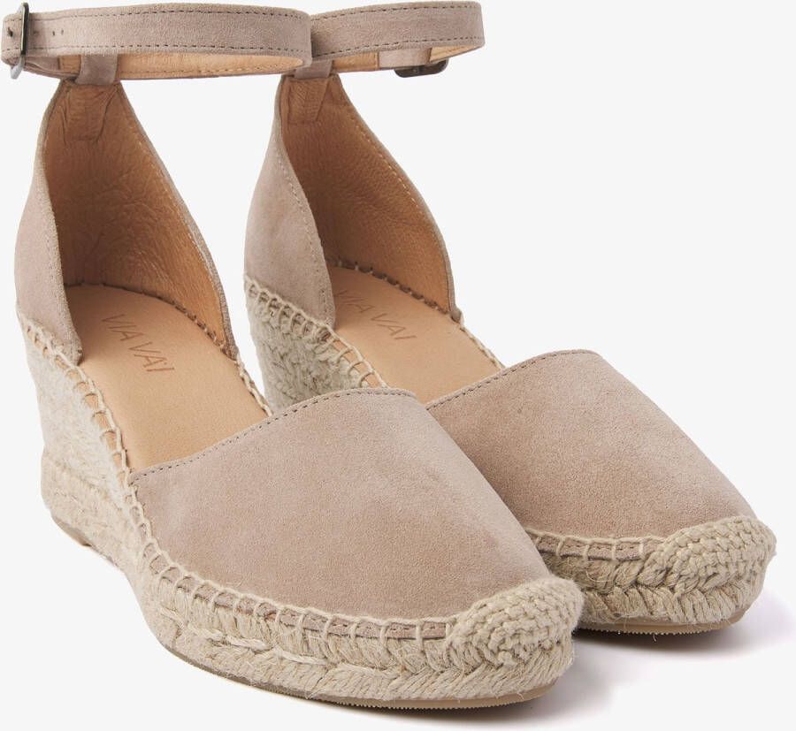 VIA VAI Flora Braid Espadrilles Met Sleehak Beige