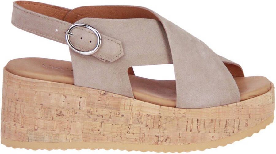 VIA VAI Sissel Raise Sandalen Met Sleehak Beige