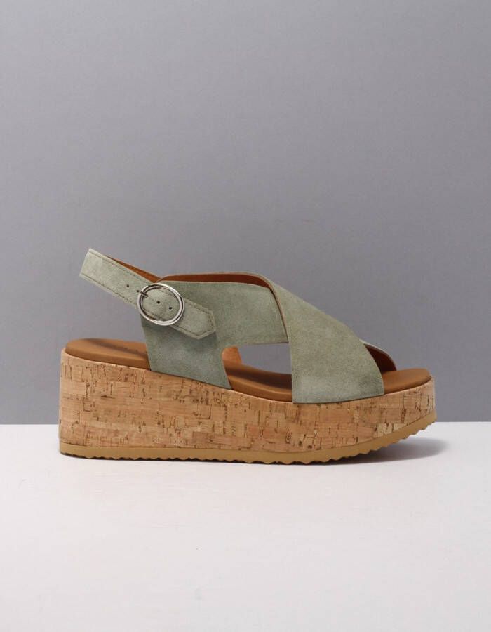 VIA VAI Sissel Raise Sandalen Met Sleehak Groen