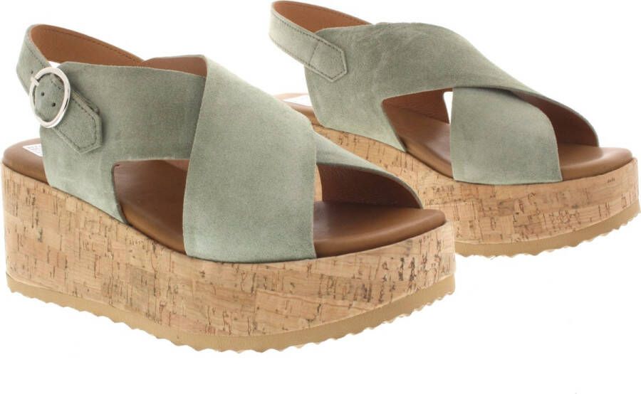 VIA VAI Sissel Raise Sandalen Met Sleehak Groen