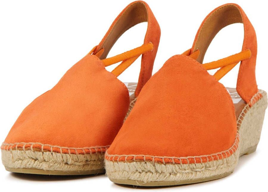 VIGUERA Espadrilles Dames Damesschoenen Suède Blokhak Hoogte 1825 sue Oranje