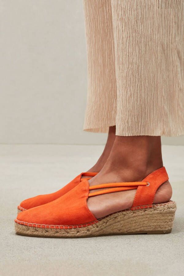 VIGUERA Espadrilles Dames Damesschoenen Suède Blokhak Hoogte 1825 sue Oranje