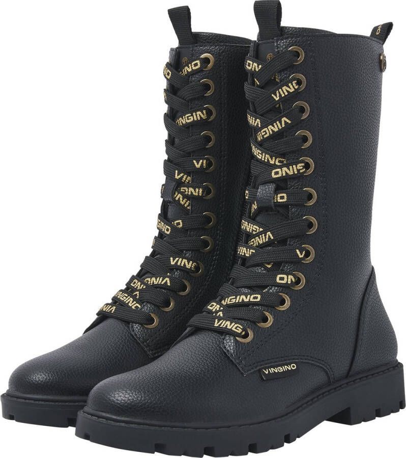 Vingino Eva Xhi veterboots zwart Leer Dames