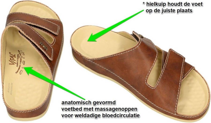 Vital -Heren cognac caramel pantoffels & slippers - Foto 4