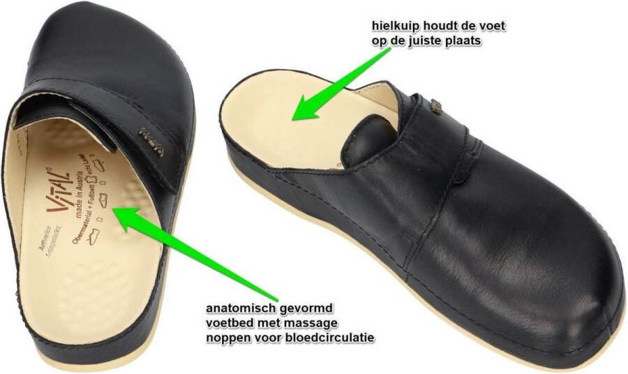 Vital -Heren zwart pantoffel slippers