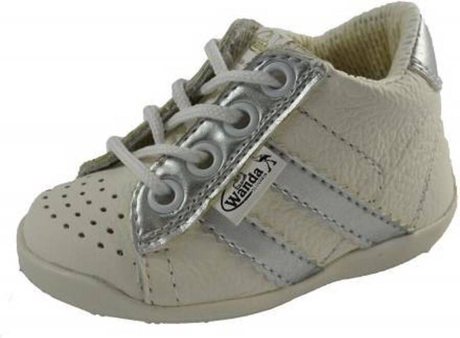 Wanda Leren schoenen wit zilver jongen meisje eerste stapjes babyschoenen flexibel sneakers
