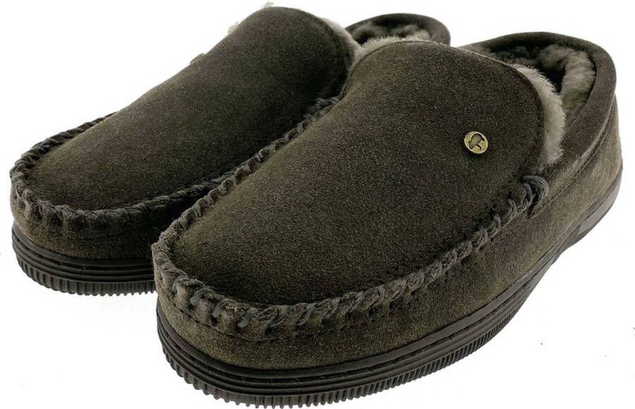 Warmbat Grizzly Suede Heren Pantoffels Pebble