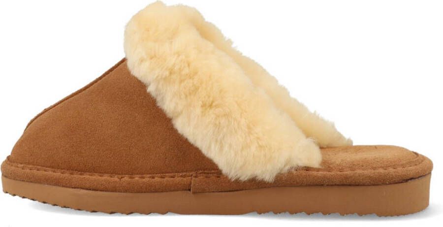 Warmbat Lismore Suede Dames Sloffen Bruin Wit